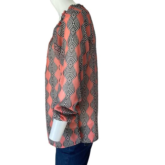 DEMOCRACY Peasant Top Size Medium Lightweight Sheer Y2K Boho Geometric - Picture 4 of 12